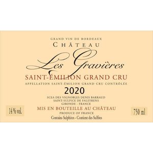 2020 Chateau Les Gravieres, Saint-Emilion 6x150cl