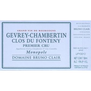 2016 Domaine Bruno Clair, Gevrey-Chambertin Premier Cru, Fonteny 6x75cl