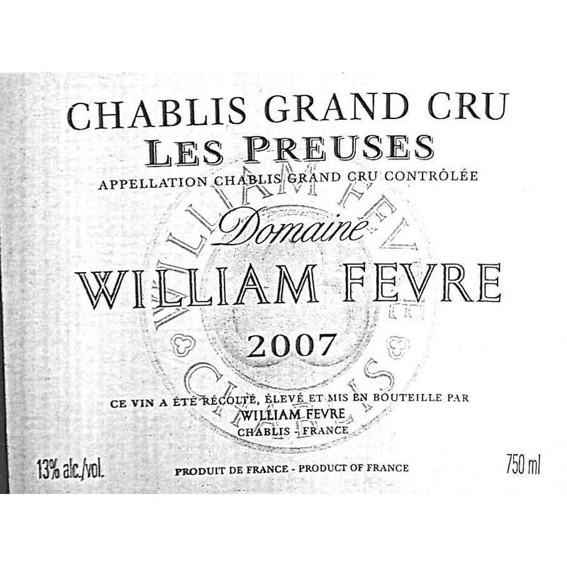 2007 Domaine William Fevre, Chablis Grand Cru, Preuses 6x75cl