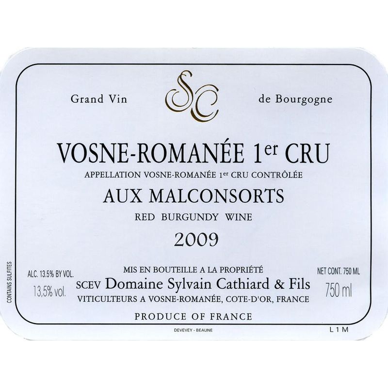 2009 Domaine Sylvain Cathiard, Vosne-Romanee Premier Cru, Aux Malconsorts 12x75cl