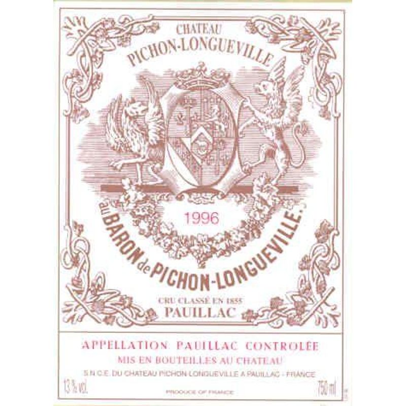 1996 Chateau Pichon Baron 2eme Cru Classe, Pauillac 12x75cl
