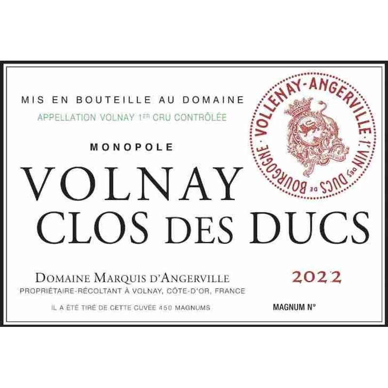 2022 Domaine Marquis d'Angerville, Volnay Premier Cru, Clos des Ducs 3x75cl