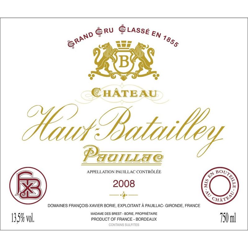 2008 Chateau Haut-Batailley 5eme Cru Classe, Pauillac 12x75cl