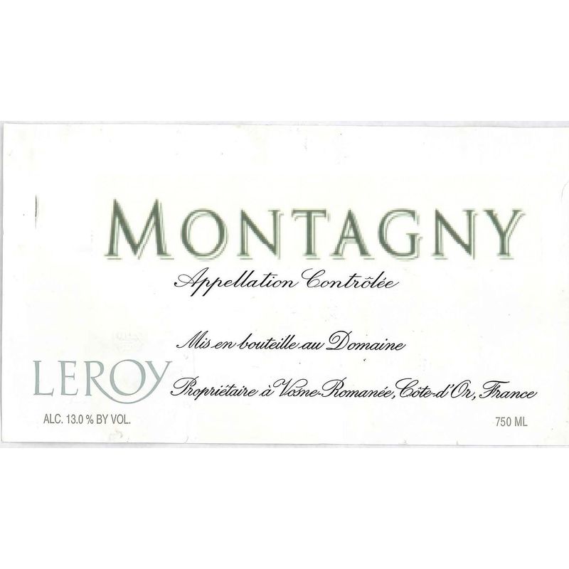 2015 Maison Leroy, Montagny, Blanc 12x75cl