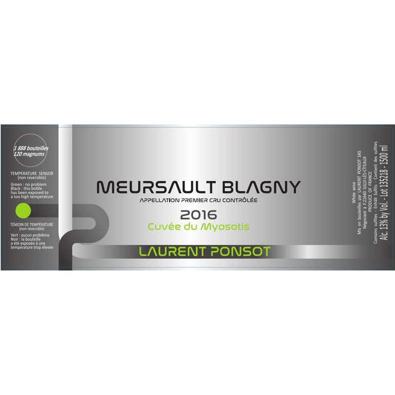 2016 Laurent Ponsot, Meursault Premier Cru, Blagny Cuvee du Myosotis 6x75cl