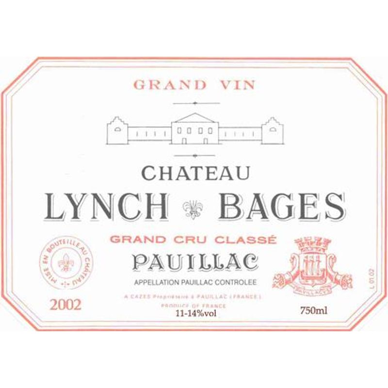 2002 Chateau Lynch-Bages 5eme Cru Classe, Pauillac 12x75cl