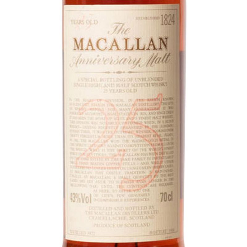 1972 Macallan, Highland Single Malt Anniversary Malt 25YO Bottled 1998, Speyside 1x75cl