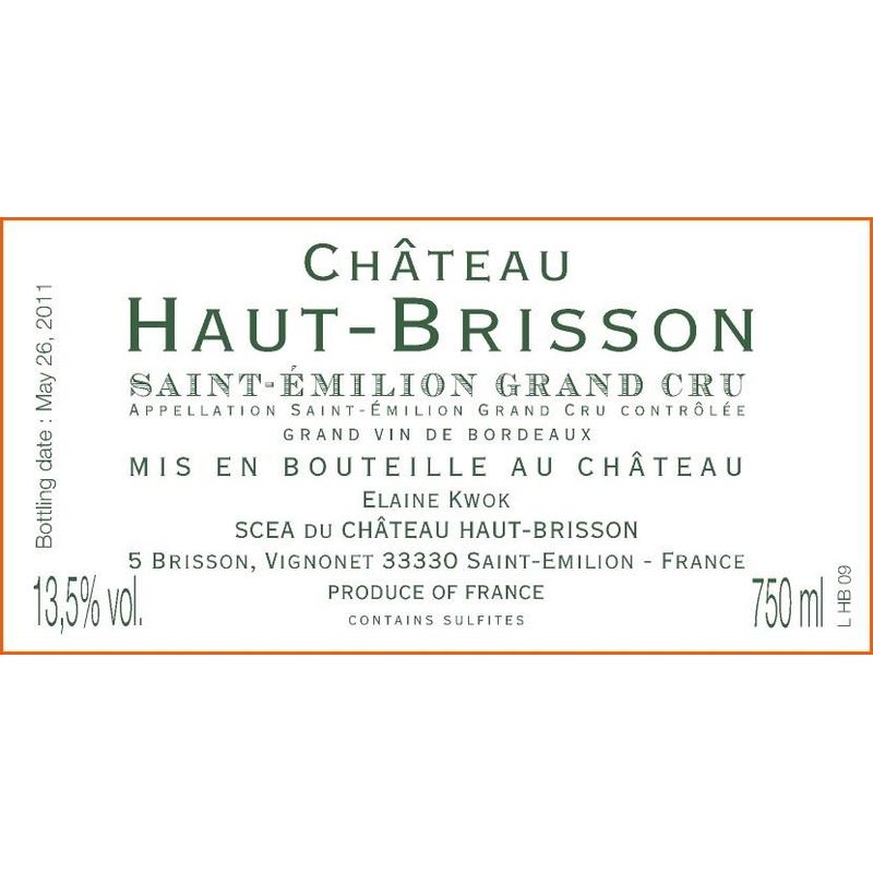 2016 Chateau Haut-Brisson, Saint-Emilion Grand Cru 12x75cl