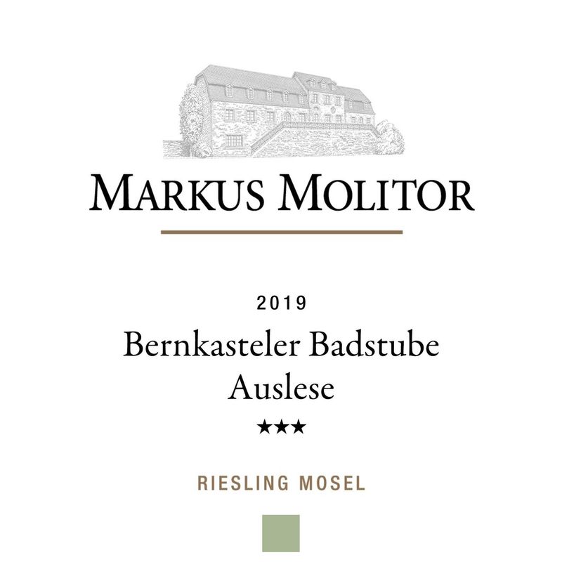 2019 Markus Molitor, Bernkasteler Badstube Riesling Auslese 3* Green Capsule, Mosel 6x75cl