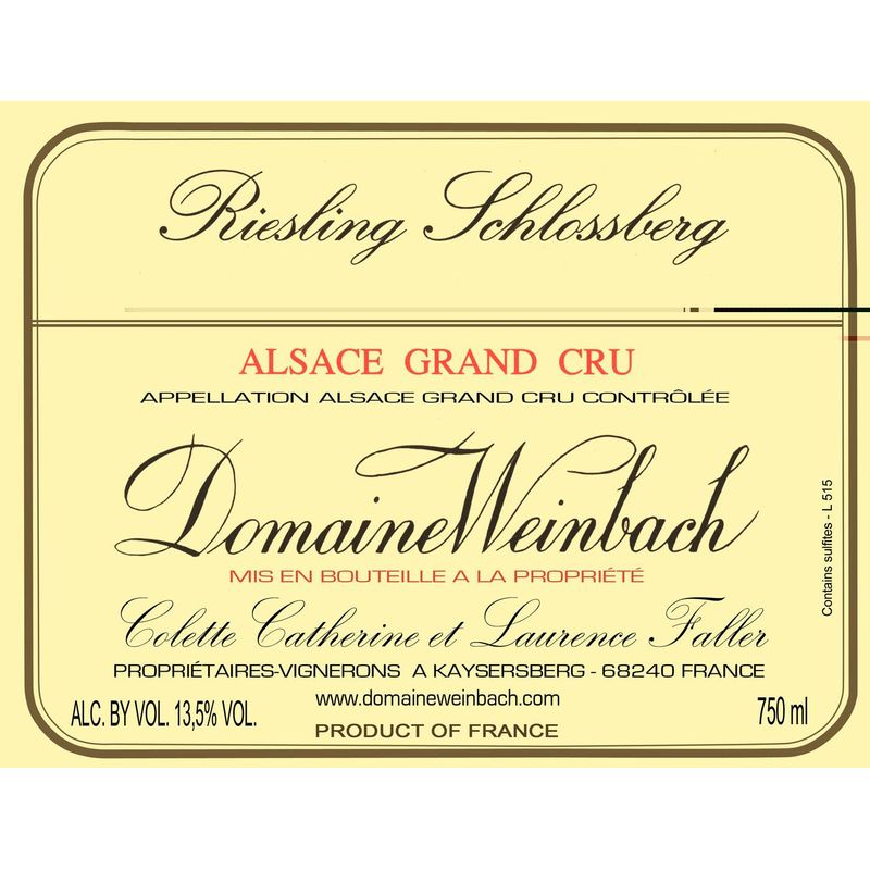 2020 Domaine Weinbach, Riesling Grand Cru, Schlossberg 6x75cl