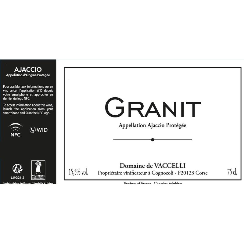 2023 Domaine de Vaccelli, Granit Blanc, Ajaccio 6x75cl