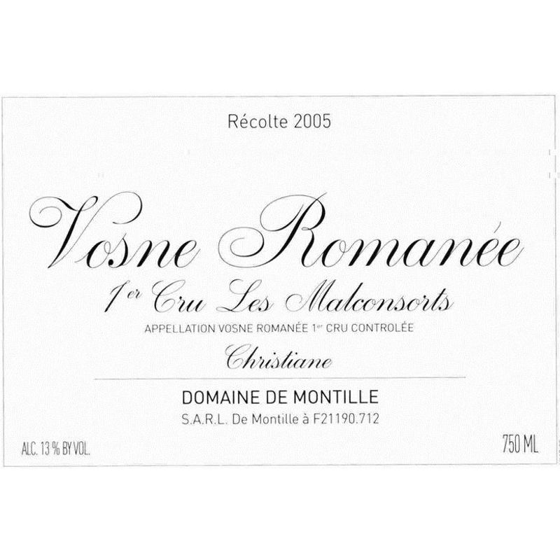 2005 Domaine de Montille, Vosne-Romanee Premier Cru, Aux Malconsorts Christiane 1x150cl