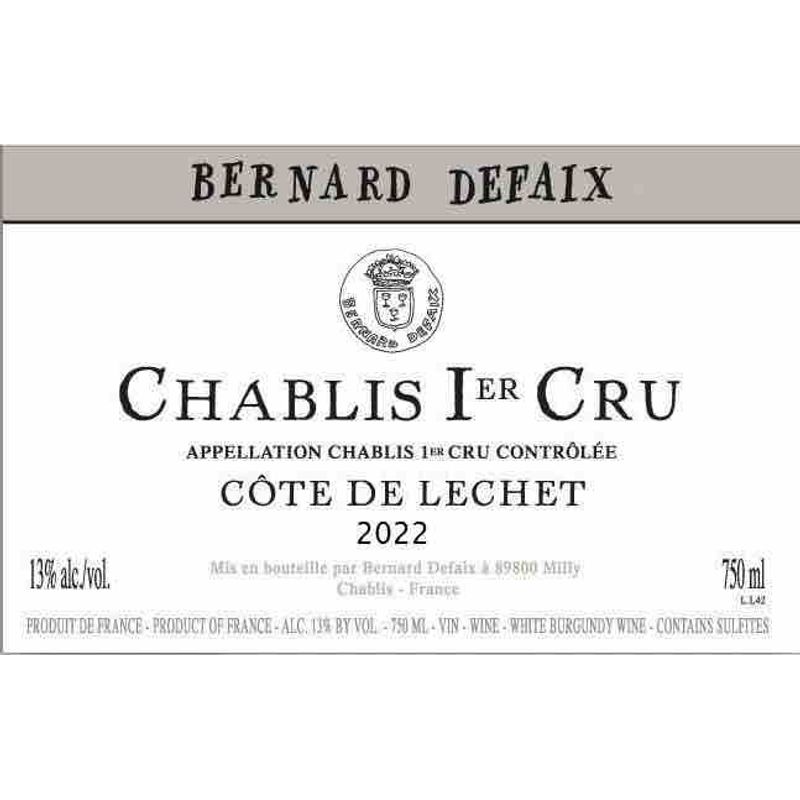 2022 Bernard Defaix, Chablis Premier Cru, Cote de Lechet 12x75cl