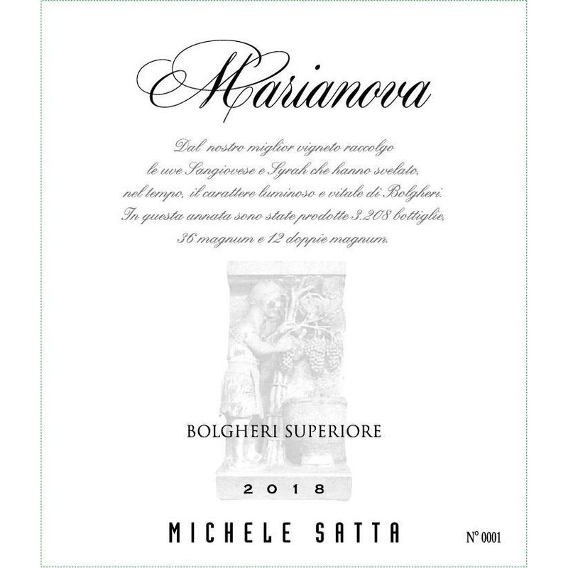 2021 Michele Satta, Bolgheri, Superiore Marianova 6x75cl