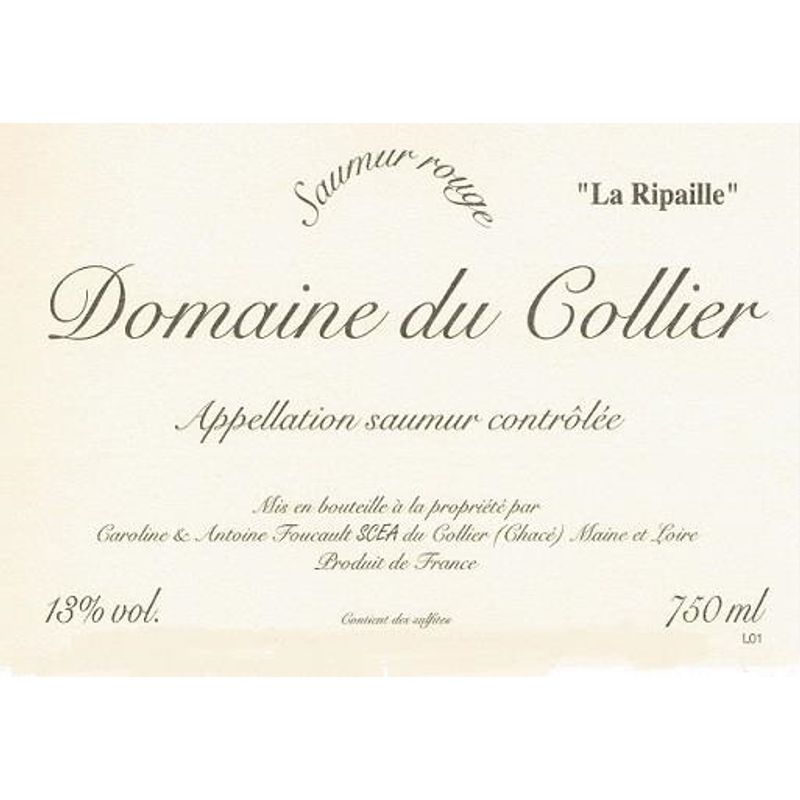 2021 Domaine du Collier, Saumur, Ripaille 6x75cl