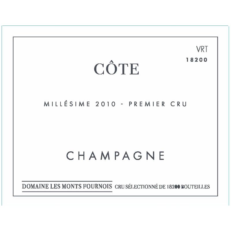 2010 Domaine Les Monts Fournois, Cote Premier Cru, Vertus 6x75cl