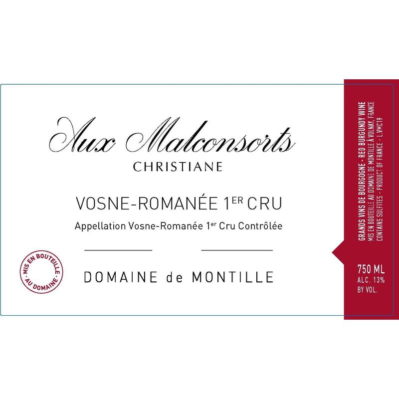 2018 Domaine de Montille, Vosne-Romanee Premier Cru, Aux Malconsorts Christiane 6x75cl