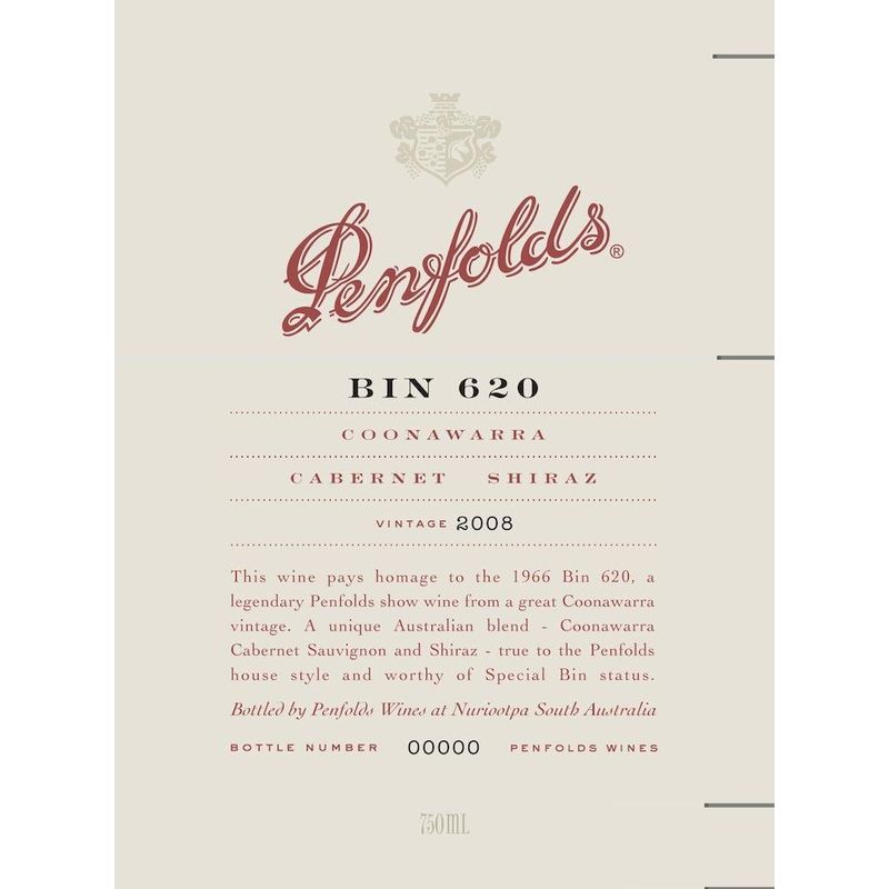2008 Penfolds, Bin 620 Cabernet Sauvignon, Coonawarra 6x75cl