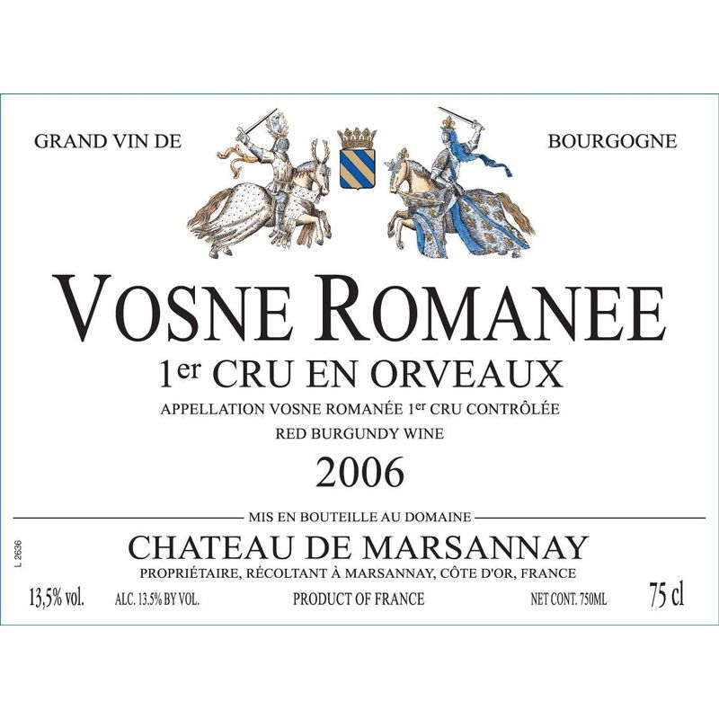 2016 Chateau de Marsannay, Vosne-Romanee Premier Cru, En Orveaux 6x75cl