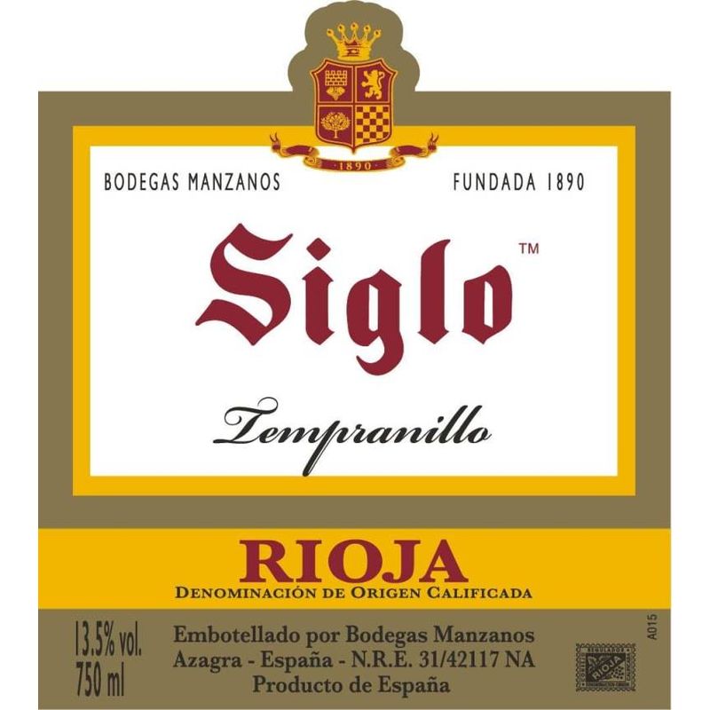 Bodegas Manzanos Siglo Tempranillo 2018