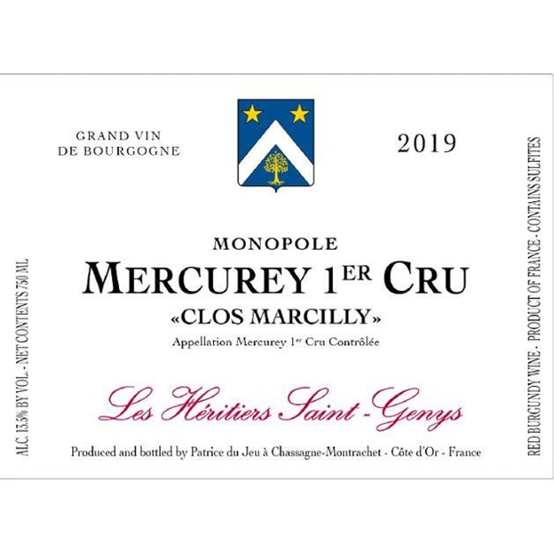 Les Heritiers Saint-Genys Mercurey Clos Marcilly Monopole Rouge 2020