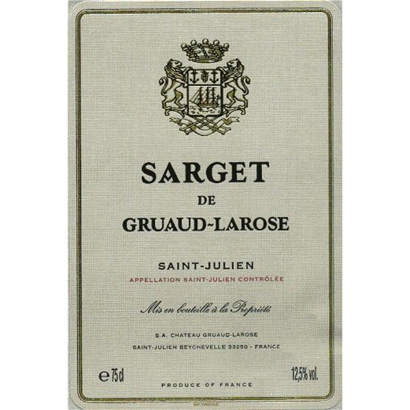 2019 Sarget de Gruaud Larose Saint-Julien 1.5L [Future Arrival] - The ...