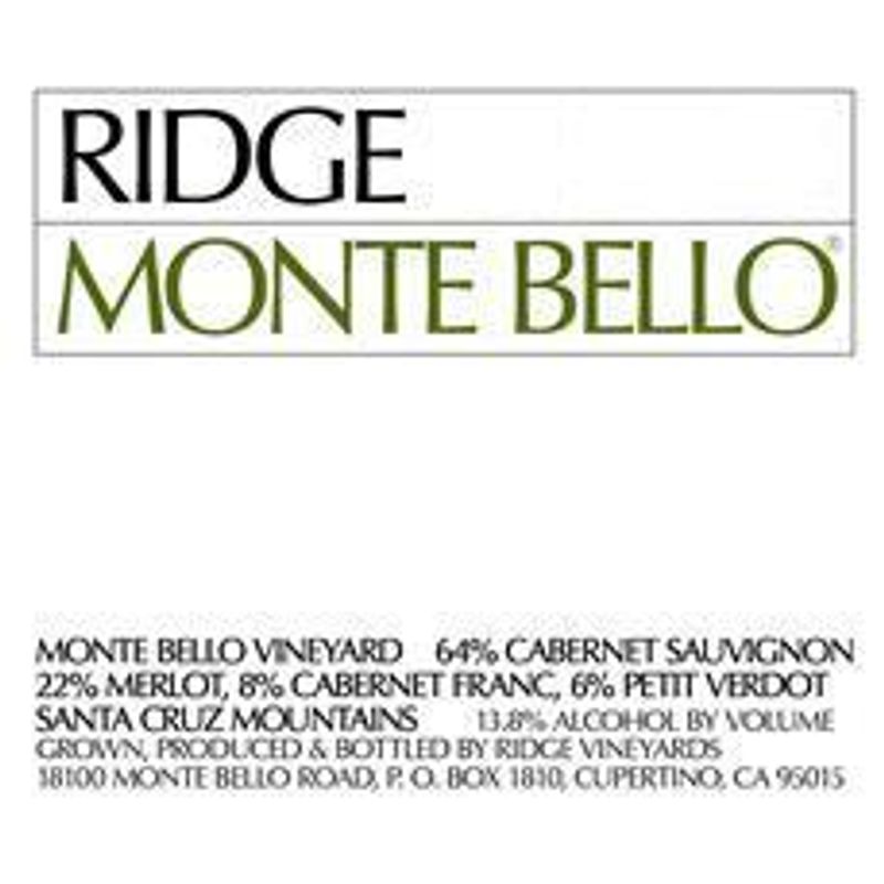 Ridge Vineyards Monte Bello 2019 - Etats-Unis - Voyageurs du Vin