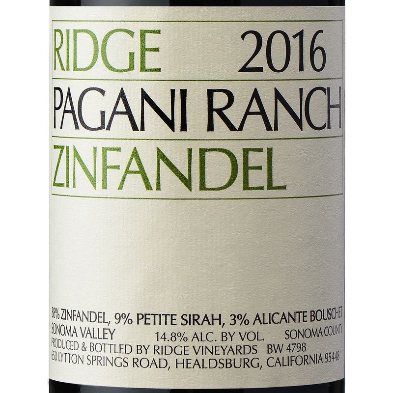 限定 クーポン10% 【限定品】Ridge California Zinfandel Pagani