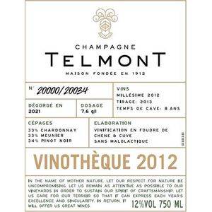2012 Telmont Champagne Vinothèque