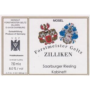 2021 Weingut Forstmeister Geltz-Zilliken Saarburger Riesling Kabinett