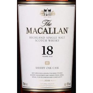 2018 The Macallan 18 Years Old Sherry Oak Cask Highland Single Malt Scotch Whisky