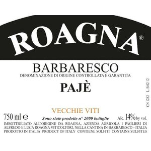 2015 Roagna Barbaresco Pajè Vecchie Viti