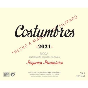 2021 Vinos en Voz Baja Costumbres Blanco