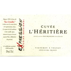 2019 Domaine Nicolas Rossignol Bourgogne Cuvée L'Héritière