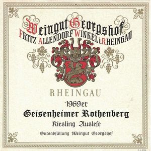 1969 Weingut Fritz Allendorf Geisenheimer Rothenberg Riesling Auslese