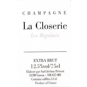 Jérôme Prévost Champagne La Closerie Les Béguines Extra Brut