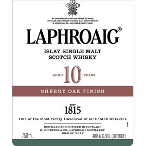 Laphroaig Aged 10 Years Sherry Oak Finish Islay Single Malt Scotch Whisky