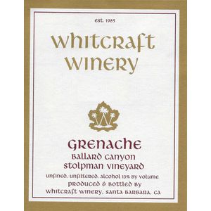 2020 Whitcraft Winery Stolpman Vineyard Grenache