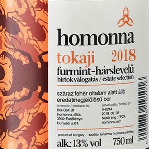 2018 Homonna Attila Tokaji Furmint-Hárslevelü