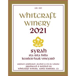 2021 Whitcraft Winery Kessler Hawk Vineyard Syrah