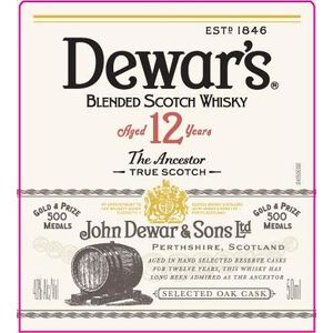 Dewar's Aged 12 Years The Ancestor Blended Scotch Whisky