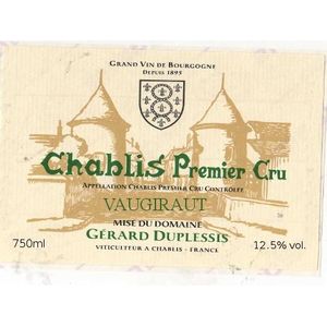 2019 Gérard Duplessis Chablis Vaugiraut
