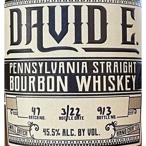 Hidden Still Spirits David E. Pennsylvania Straight Bourbon Whiskey Black