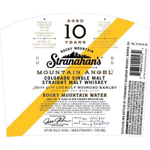 Stranahan's Mountain Angel Aged 10 Years Colorado Single Malt Straight Malt Whiskey