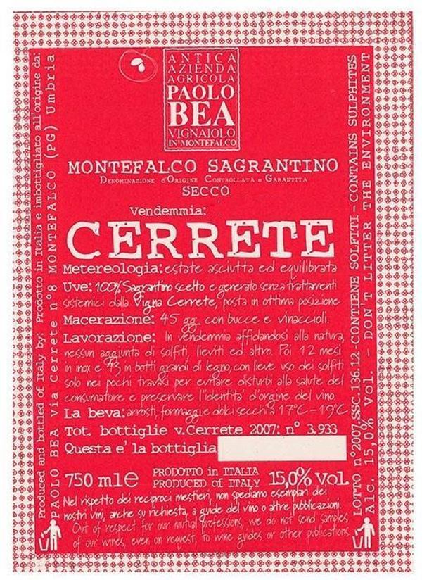 2015 Paolo Bea Montefalco Sagrantino Cerrete