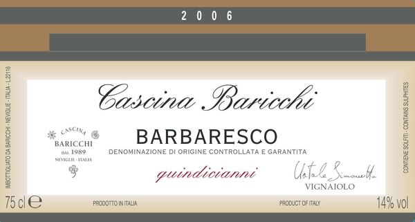 2006 Cascina Baricchi Barbaresco Riserva Quindicianni