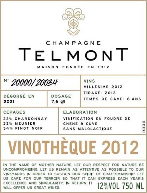 2012 Telmont Champagne Vinothèque