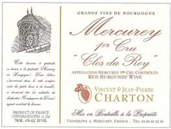 2019 Domaine Vincent & Jean Pierre Charton Mercurey Clos du Roy