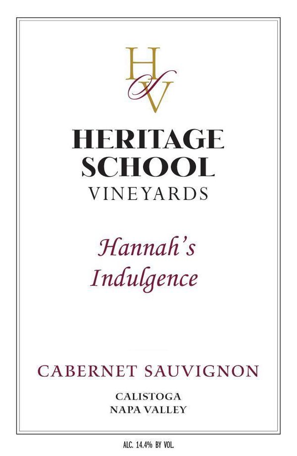 2018 Heritage School Vineyards Hannah's Indulgence Cabernet Sauvignon