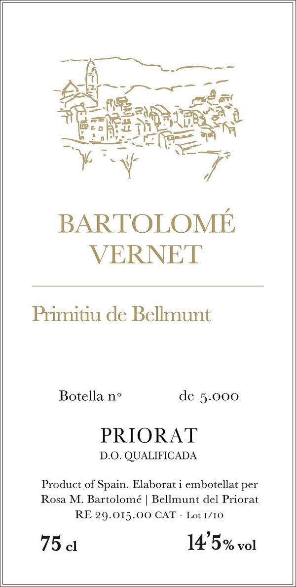 2018 Bartolomé Vernet Priorat Primitiu de Bellmunt